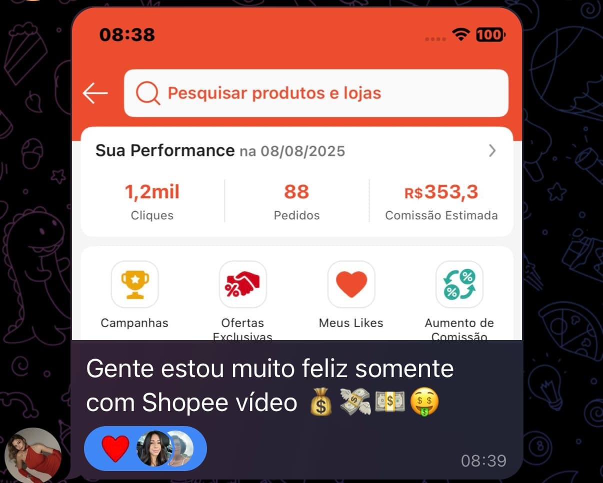 Afiliado compartilhando resultados diários com Master Afiliados