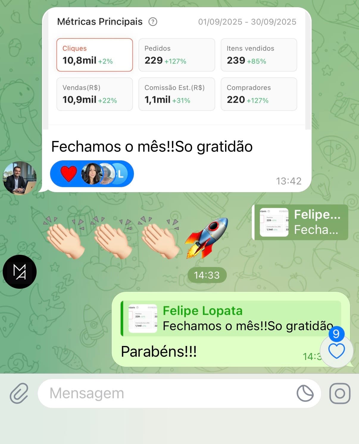 Print exibindo ganhos consistentes com o aplicativo