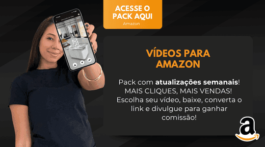 Pacote de vídeos Amazon organizado no Master Afiliados